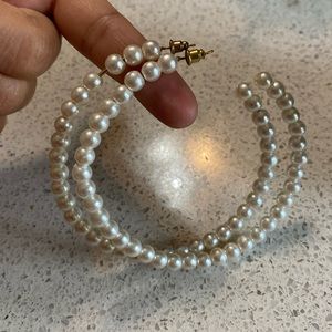 White pearls hoops